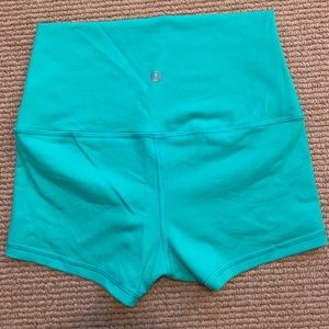 Teal colored booty shorts